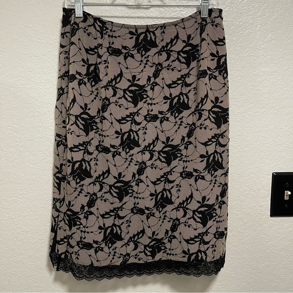 NWT INC International Concepts Lace Print Brown and black Midi Skirt Size 12 - Picture 5 of 5
